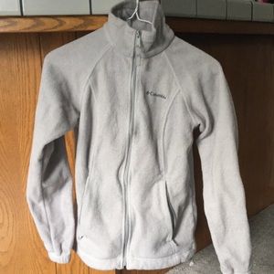 Columbia full zip light grey fleece jacket!